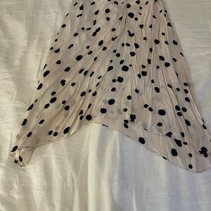 ba&sh Asymmetrical Cream Skirt with Black Dots